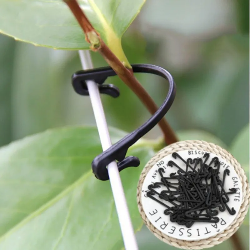 

300Pcs/Bag Self-Locking Plant Vines Tied Buckles Flexible Fixed Strapping Clips Fastener Lashing Hook Twist Ties for Home Garden