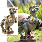 Карликовая Статуэтка динозавра из смолы, забавная Статуэтка динозавра едящего искусства, мультяшная скульптура для наружного сада, украшение для дома