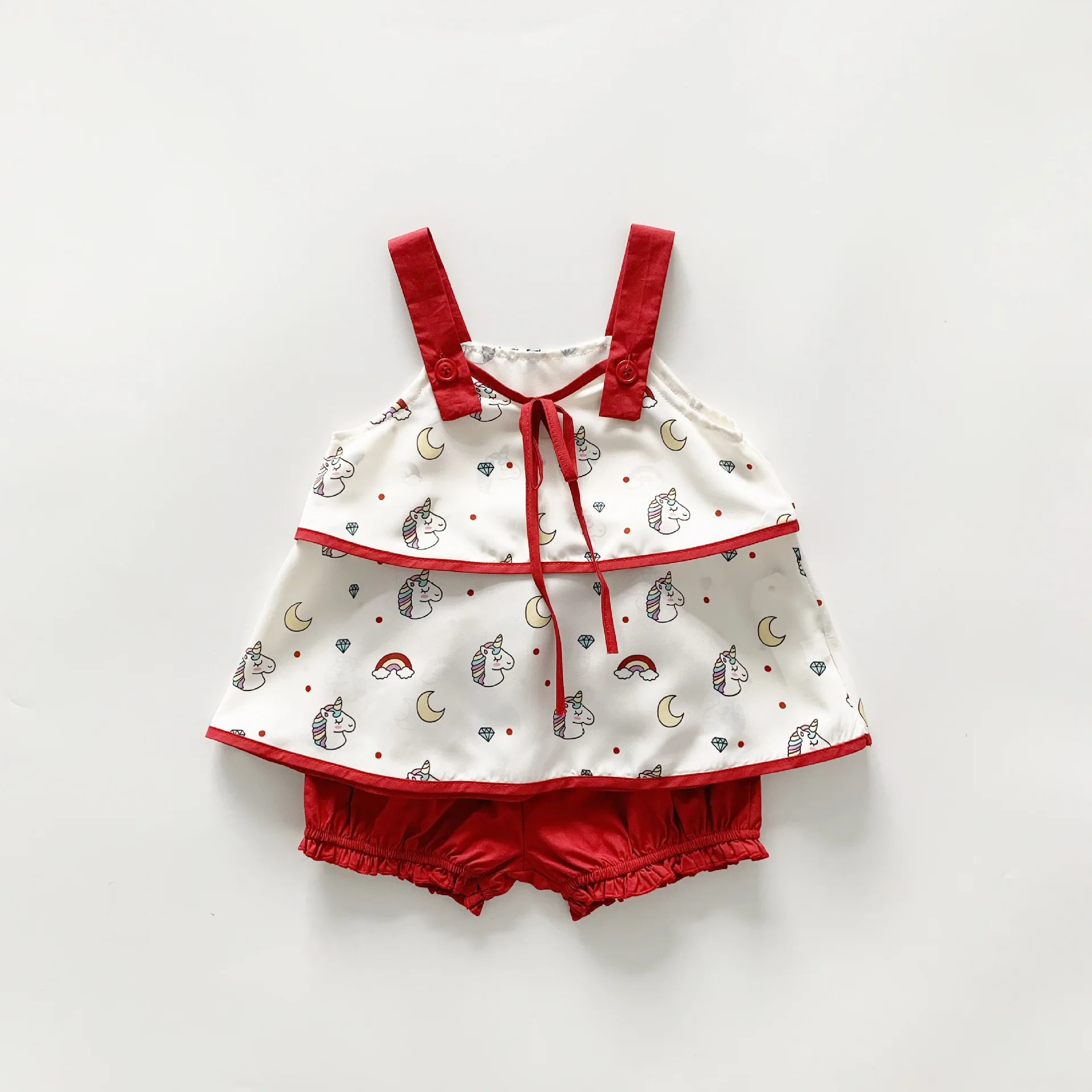 Tonytaobaby летняя новая детская одежда для девочек костюм с милым единорогом из