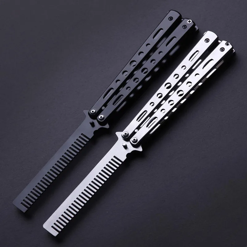 

Butterfly Not Edge Flail lian xi dao Stainless Steel Training Knife Folding Comb Stainless Steel Butterfly Flail