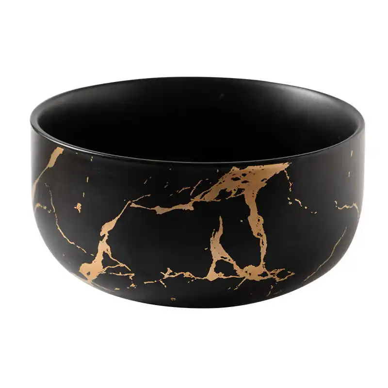 

Marble Ceramic Bowl Home Tableware Set Nordic Style Porcelain Breakfast Rice Dinner Noodle Soup Round Bowls