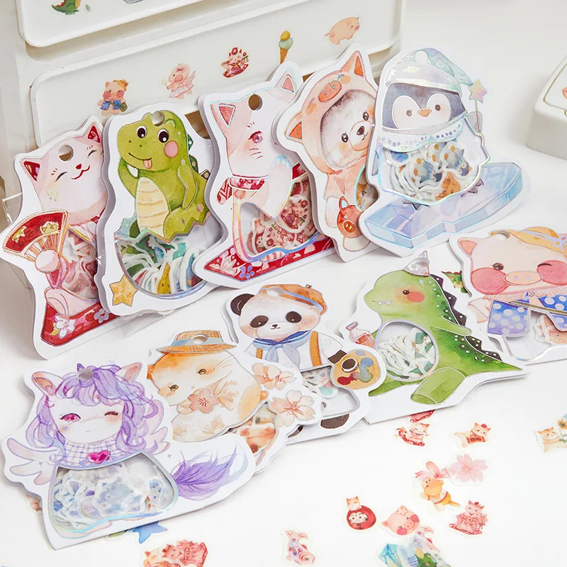 

Cute panda penguin cat animal cartoon decoration sticker DIY bullet diary album bottle label Japan kawaii stationery sticker