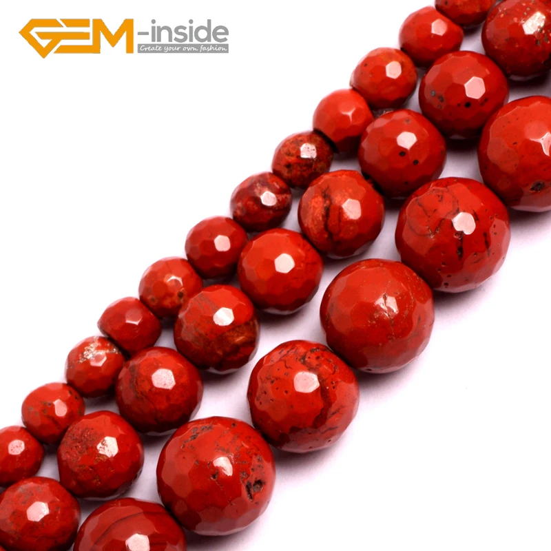 Faceted Red Jaspers Stone Round Loose Beads For Jewelry Making DIY Necklace Bracelet 15 DIY 2mm 3mm 4mm 6mm 8mm 10mm Wholesale