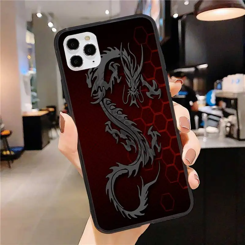 

Dragon Chinese Animal Phone Case for iphone 11 12 Pro Max Black Cover Xs X XR 7 8 6 6S Plus 5 5S SE 2020 Fundas Coque Etui
