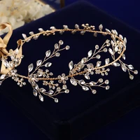 wedding handmade gold hairbands brides korean soft rhinestone tiara headwear crystal hair jewelry