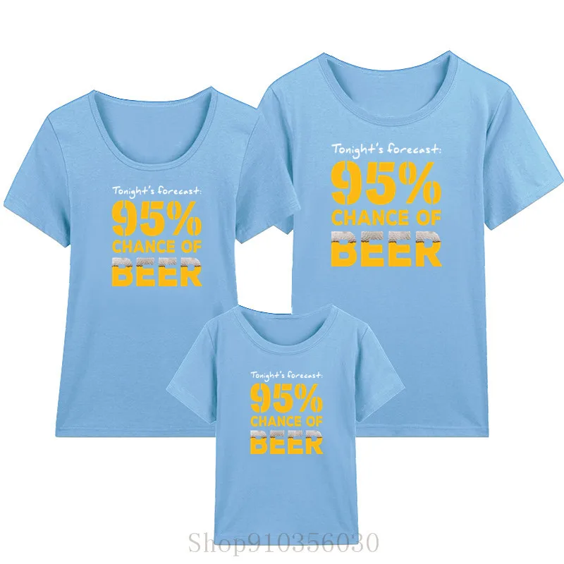 BEER FORECAST 95% chance of beer Рубашки для девочек-подростков Одежда мамы и сына Одинаковые
