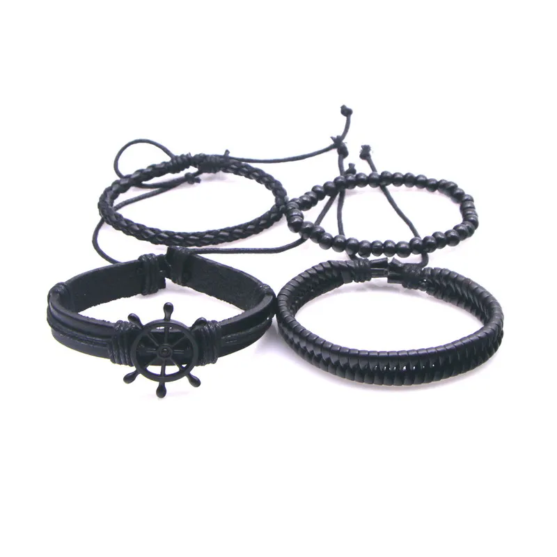 Персонализированный семейный набор кожаные браслеты для мужчин многослойные с