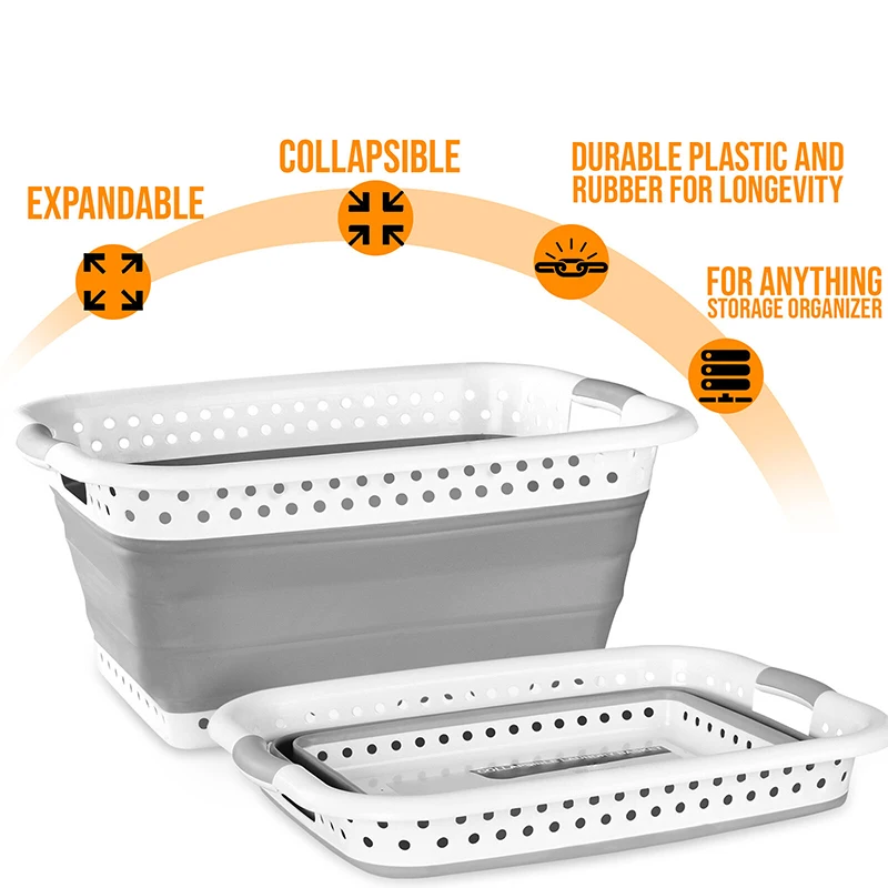 

Collapsible Laundry Basket Space Saving Folding Cloth Washing Storage Container PW