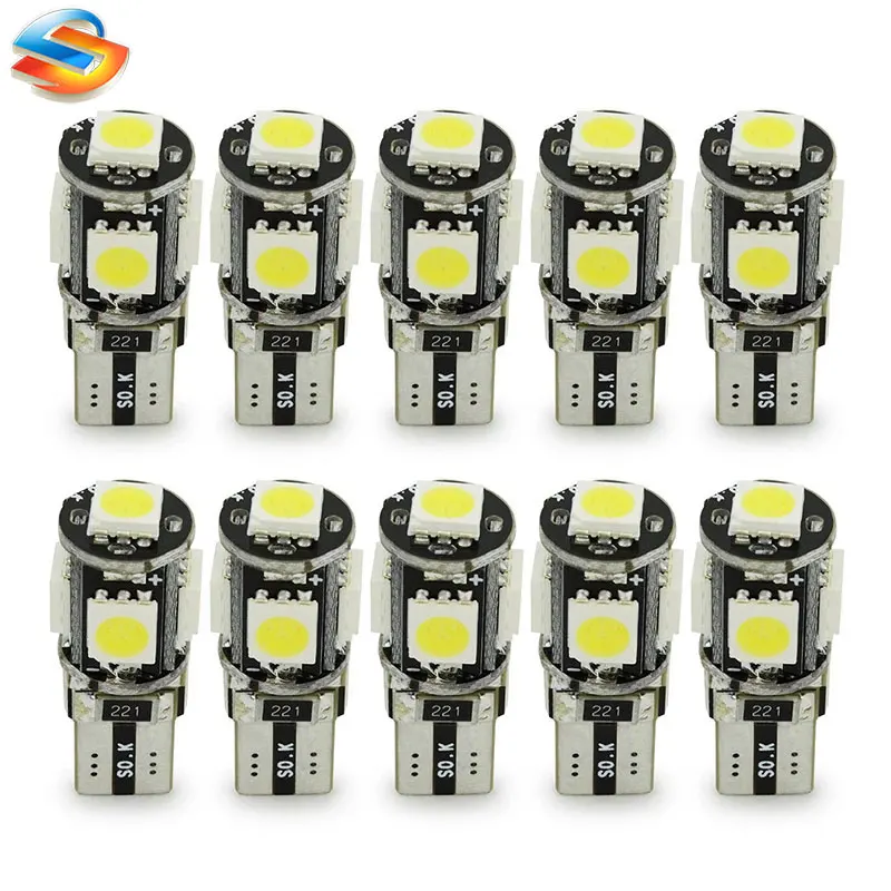 10 шт. автомобильные светодиодсветодиодный лампы T10 Canbus W5w 5 SMD 5050 194 168 2825|interior lamp|light