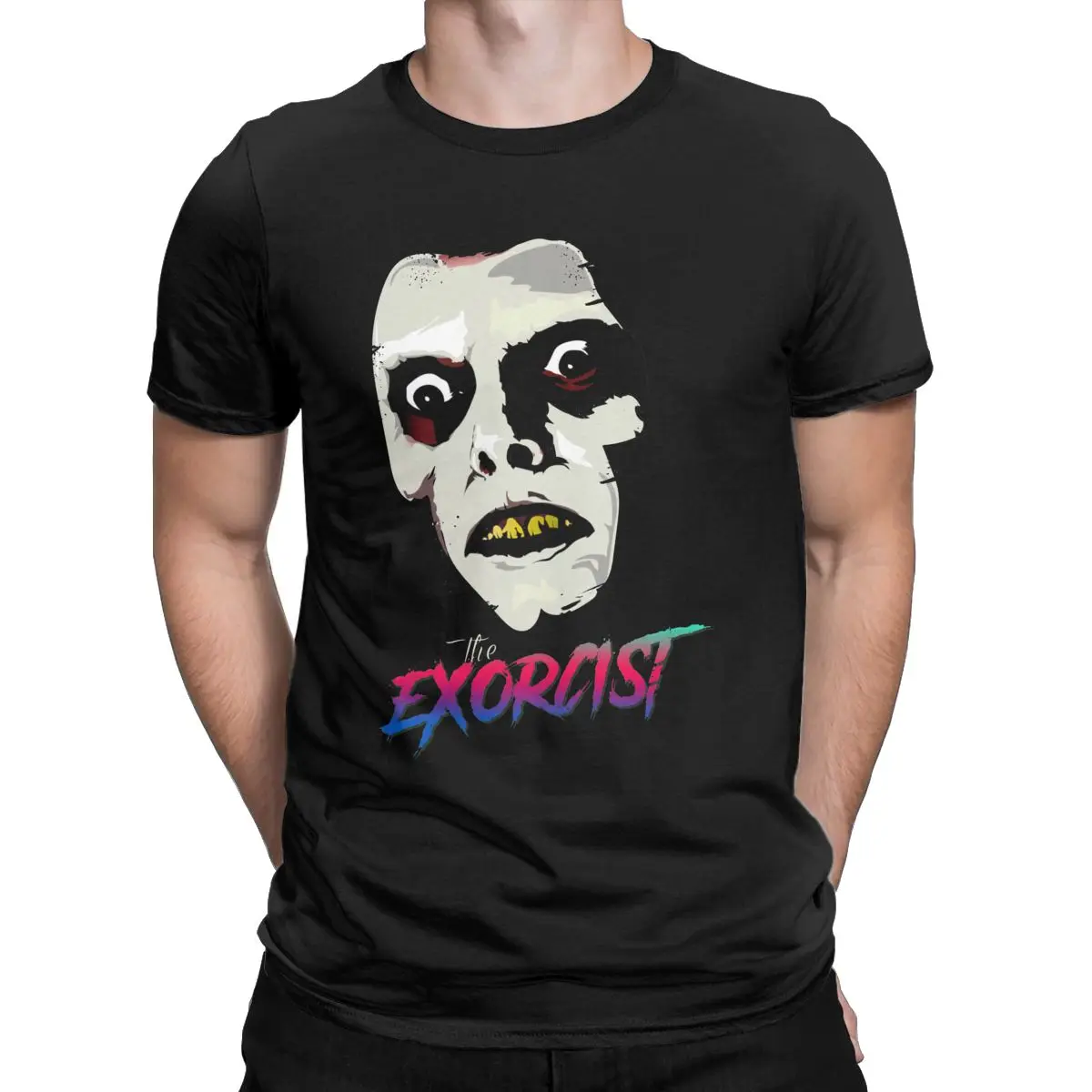 

Футболка Crazy The Exorcist Racerback для мужчин и женщин, 100% хлопок, футболки с коротким рукавом из фильма ужасов, женская одежда
