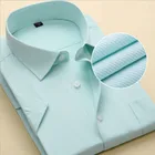 Мужская формальная рубашка с коротким рукавом, белая, черная, синяя, зеленая деловая рубашка из Твила, на лето
