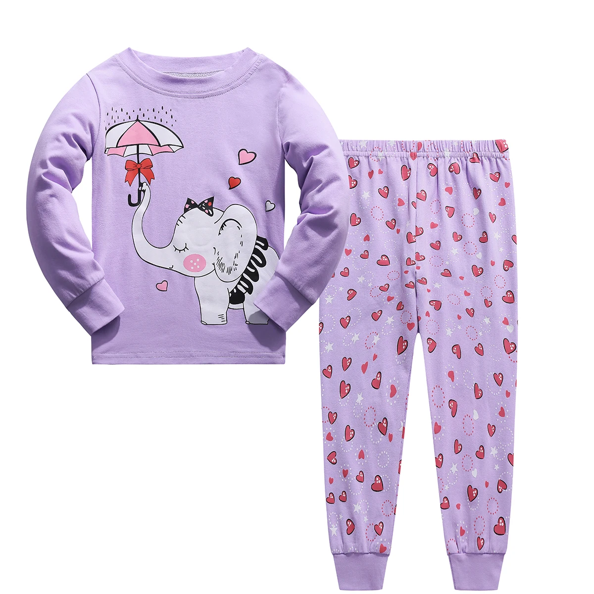 

Детская Пижама Junellz для девочек, пижама с принтом фиолетового слона для маленьких девочек, пижама для девочек, Хлопковая пижама для девочек, ...