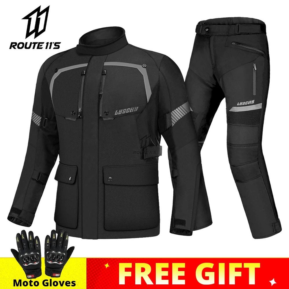 

Новый мотоциклетный костюм LYSCHY с жакетом и брюками, водонепроницаемая зимняя мотоциклетная куртка для езды на мотоцикле, защитное снаряжен...