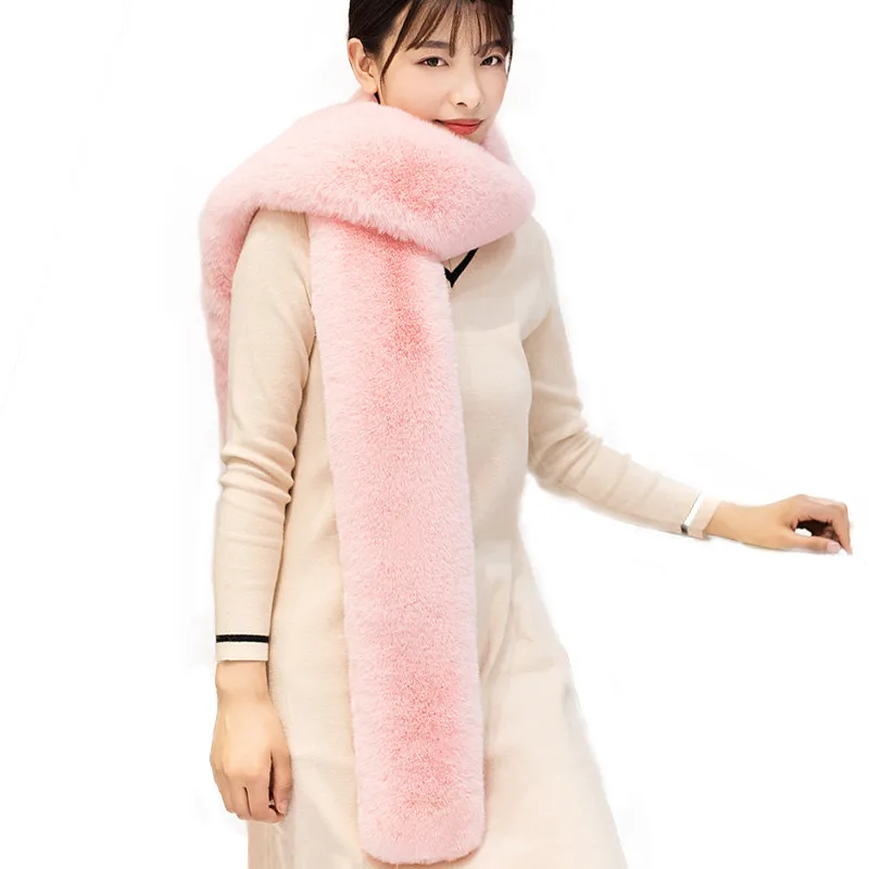 Модный шарф новинка 2019 из искусственного лисьего меха длинный яркого цвета