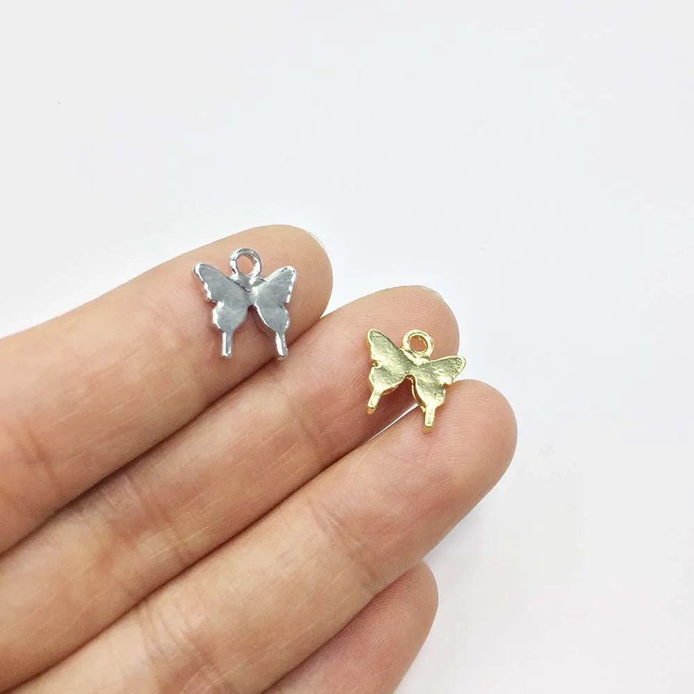 Eruifa 20 шт. 12 мм Бабочка позолоченная/серебряная пчела из цинкового сплава Подвески