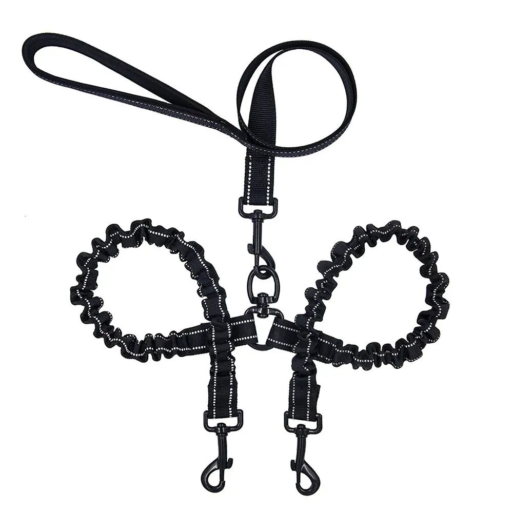 

360° Nylon Double Dog Leash Coupler Reflective Swivel No Tangle Pet Training Leashes Soft Breathable Chihuahua Walking Leads