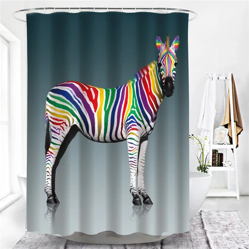 Grey And White Zebra Printed Curtains For Bathroom Living Room Home Decor Blackout Screen Window Curtain Bath 3D Shower Curtain