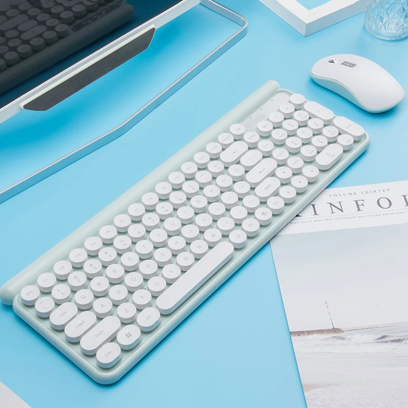 Аккумуляторная беспроводная клавиатура мышь комбо компактные пластиковые мыши