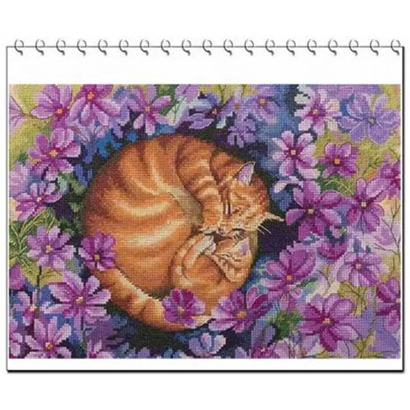

Набор для вышивки крестиком «Спящий Кот в цветах»