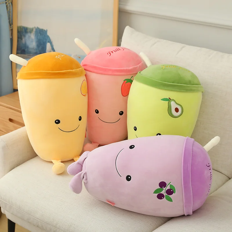 

25~70cm Fruit Juice Bottle Cup Toy Fully Stuffed Bubble Tea Doll Avocado Orange Strawberry Grape Room Decor Kids