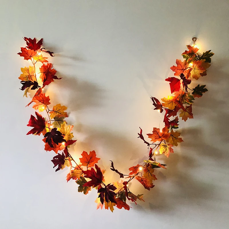

H Christmas Decorations Maples Leaf String Lights Battery Powered Harvest Fall Garlands String Light Autumn Thanksgiving PLD