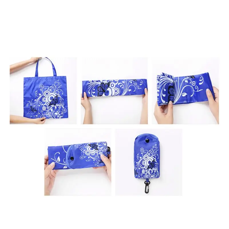 

Fashion Butterfly Floral Reusable Folding Shopping Bag Travel Pocket Grocery Bags Totes