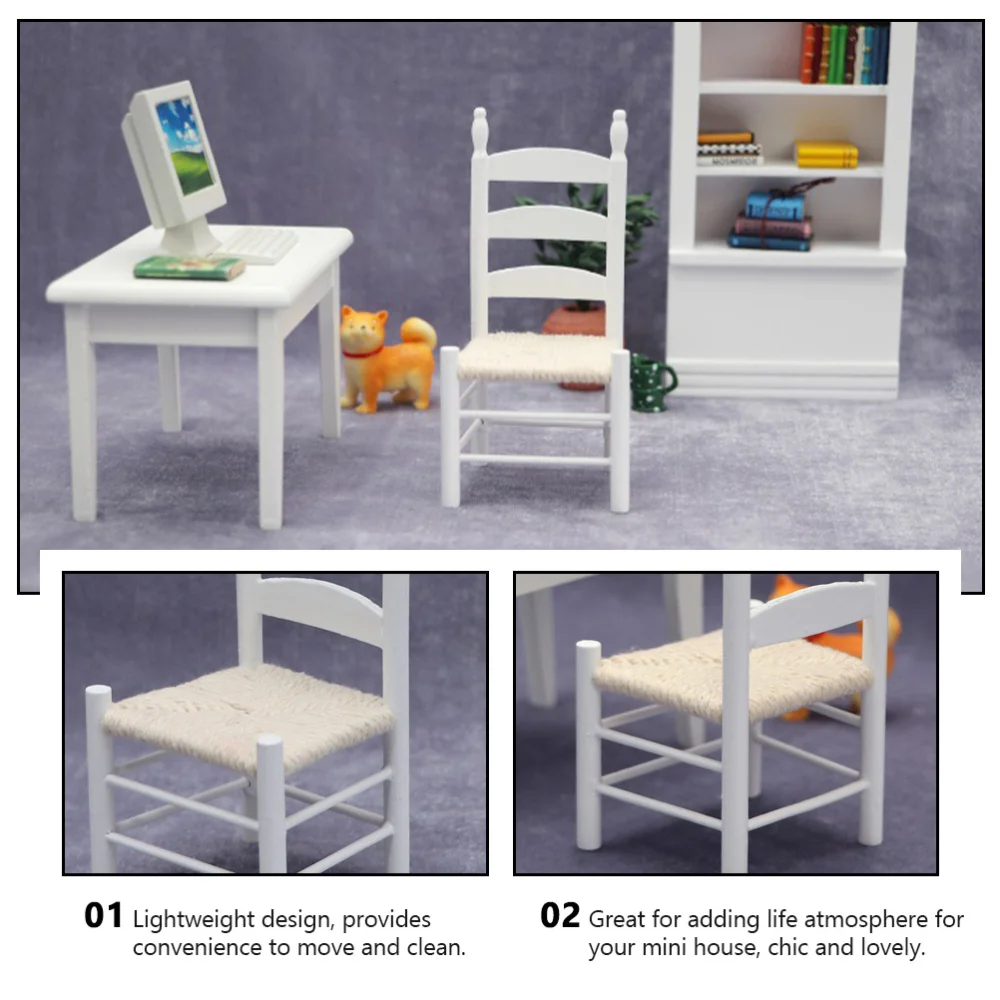 

1pc Decorative Mini Chair Simulation Furniture for DIY (White)