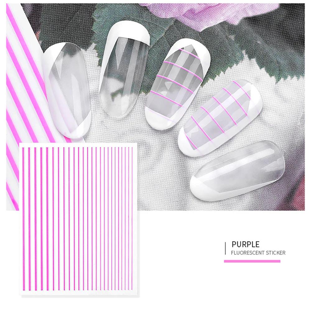 purple Mybormula 1 шт. 3D стикер для ногтей 5 флюоресцентные цвета линии наклейки для ногтей s клейкая лента для ногтей стикер для дизайна ногтей s наклейки Новинка - Цвет: purple