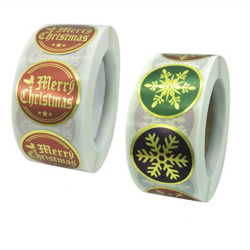 

100PCS Thank You Stickers Labels Golden Christmas Snowflake Paper Sticky Sticker Decoration Scrapbook Sealing Stationery Supply