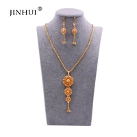 dubai fashion 24k gold pendant jewelry sets for women bridal indian ethiopia necklace earrings set african party wedding gifts