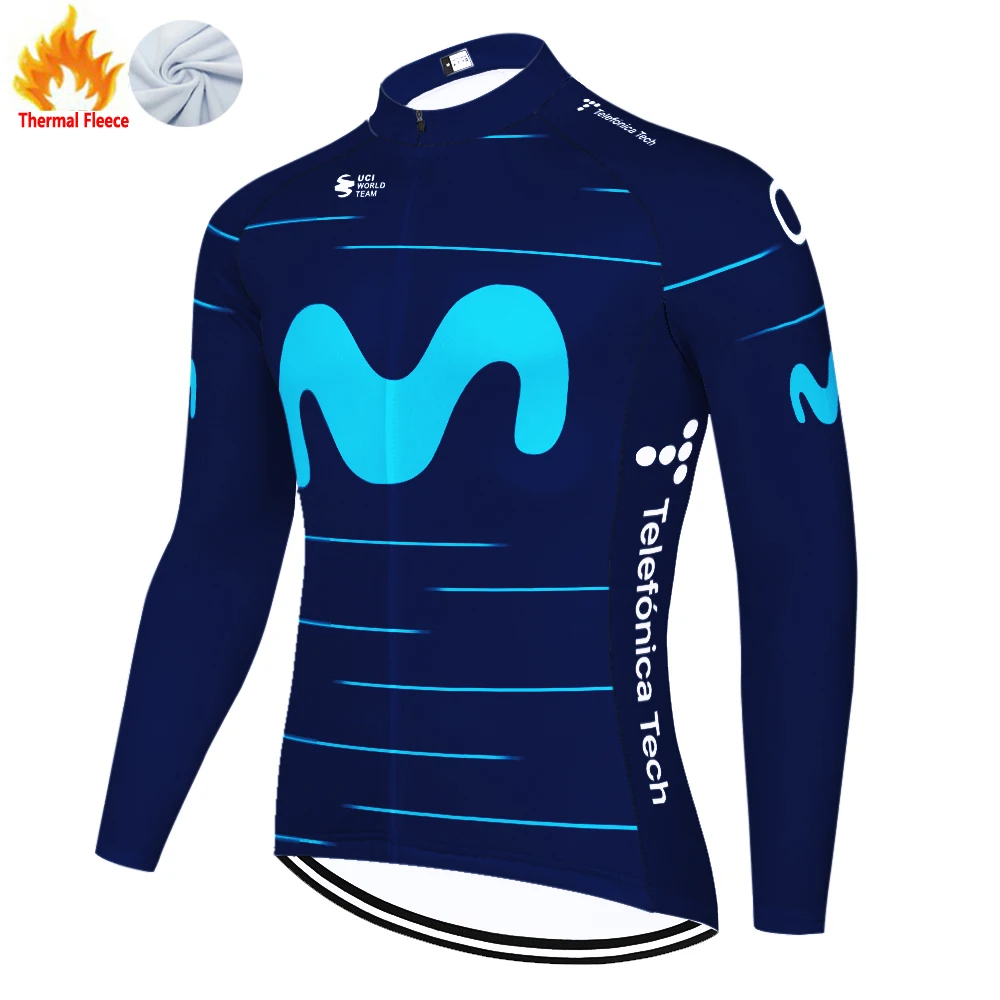 2022 Team movistar cycling jersey men Winter Thermal Fleece warm bicycle shirt Men abbigliamento ciclismo estivo | Спорт и