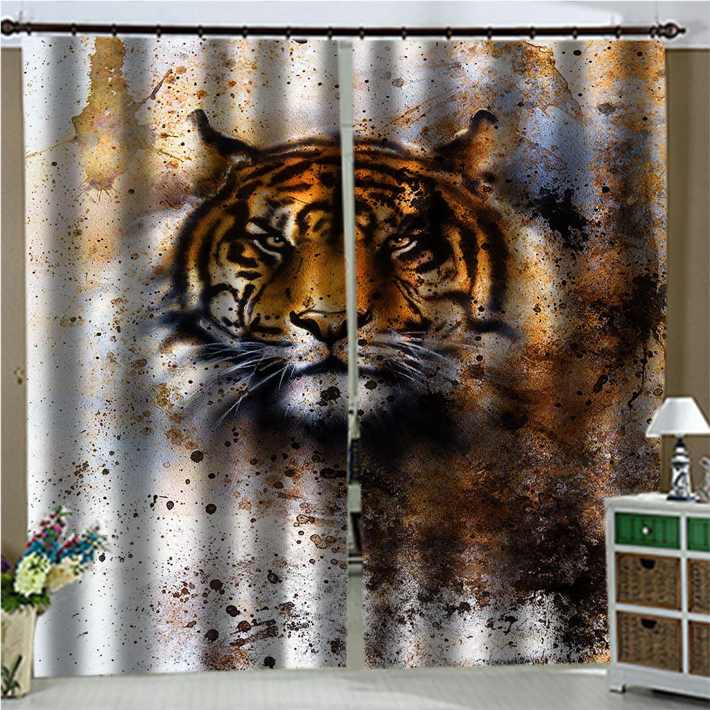 

Modern 3D Printed Blackout Curtains for Living Room High Shading Thick Curtain Window Treatment for Bedroom Decor Curtain Drapes