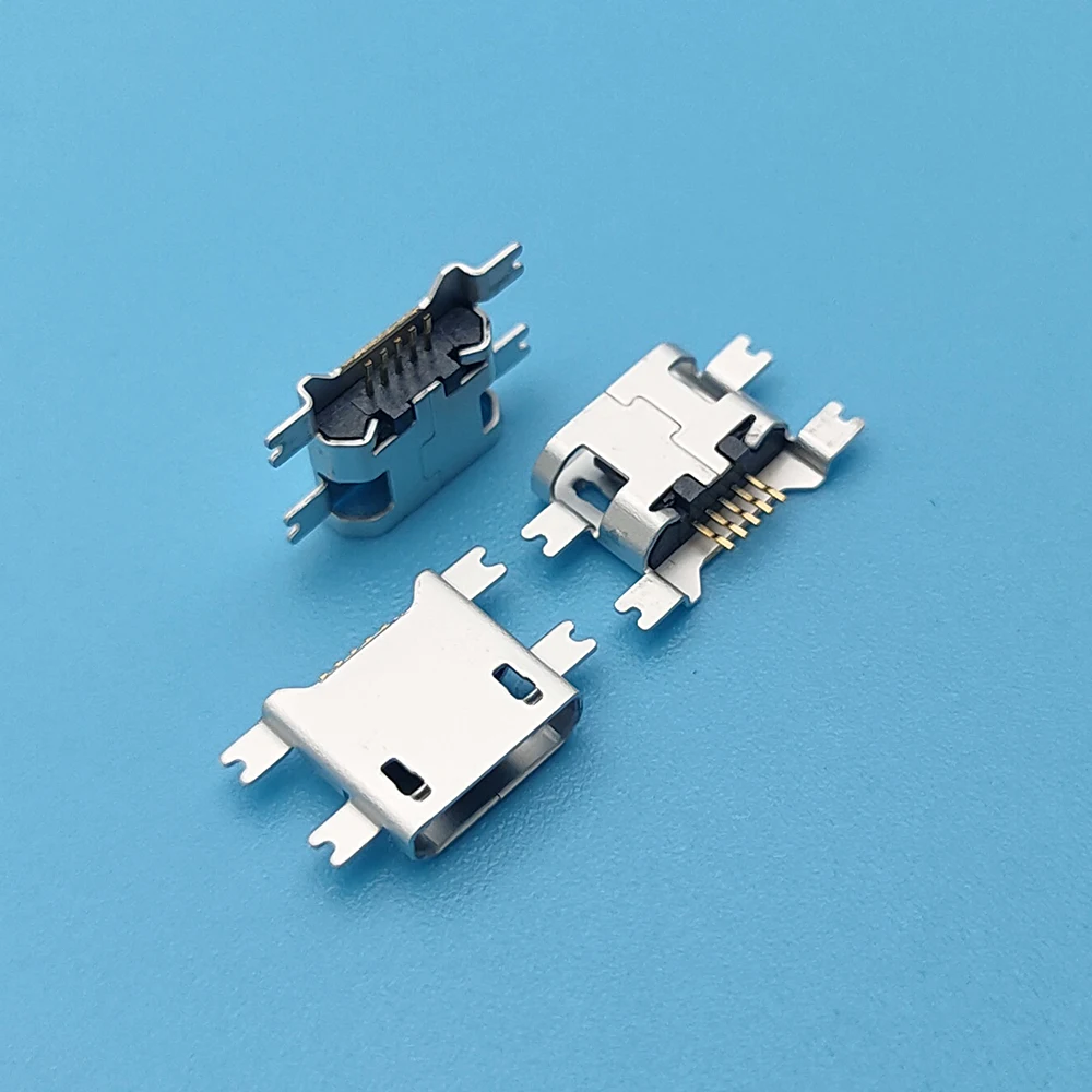 100 шт. микро USB разъем док станция гнездо 5Pin пластина 1 17 мм SMT хвостовый зарядный