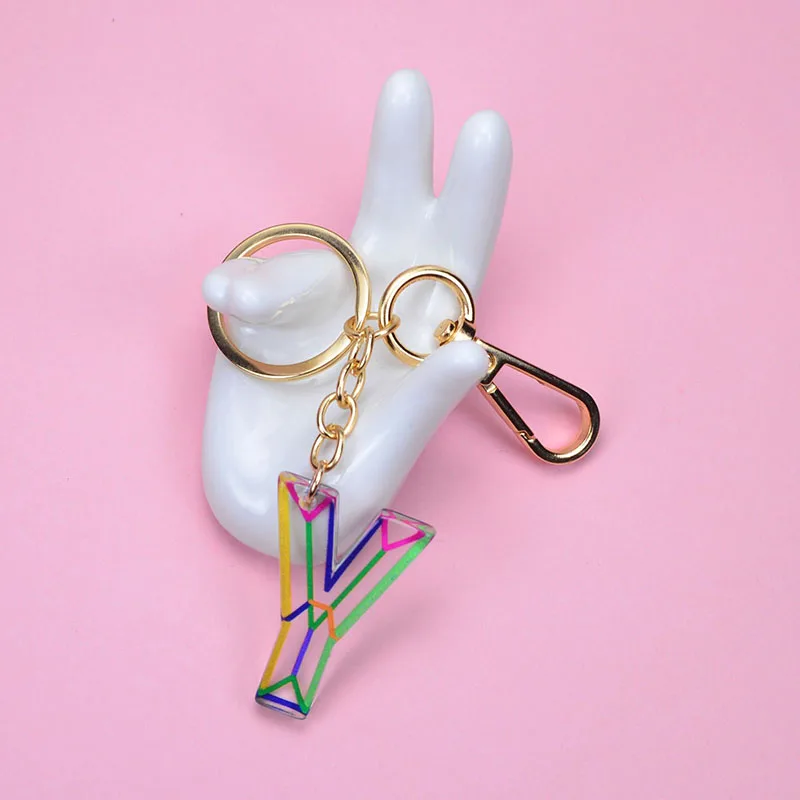 

Fashion Letter Keychain Transparent Pendant Key Chains Rings Cute Keyring Holder Initial Resin Women Charm Bag Accessories Gifts