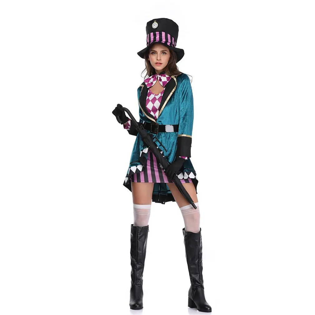 Halloween Costume Disguise Evil Clown Clothes Cosplay Carnival for Adults Women Stage Performance |