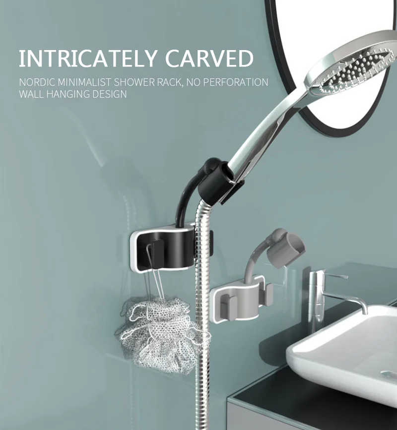 

Shower Mounting Brackets 360 Adjustable Bracket Suction Shower Head Handset Holder Kit Bathroom Wall Mount Bathroom Fixture