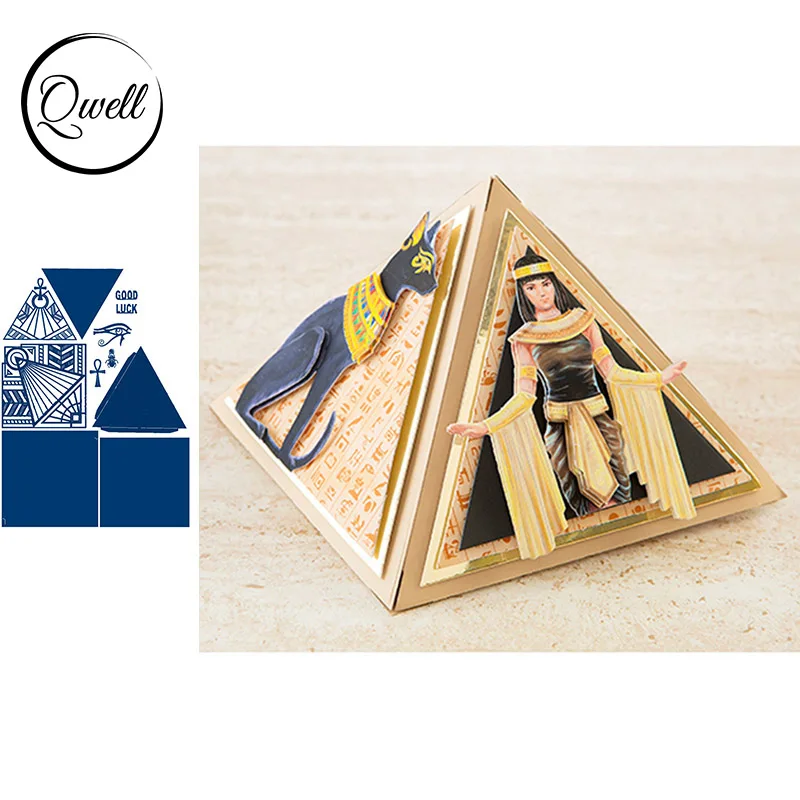 QWELL Pyramid металлические режущие штампы для скрапбукинга и изготовления открыток
