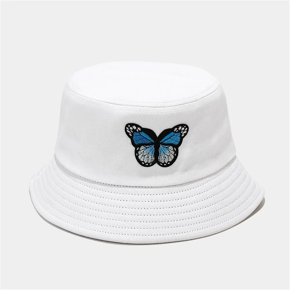 

New Unisex Cotton Bucket Hats 8 Color Fashion Butterfly Fisherman Hat Folded Windproof Hat Cycling Hat