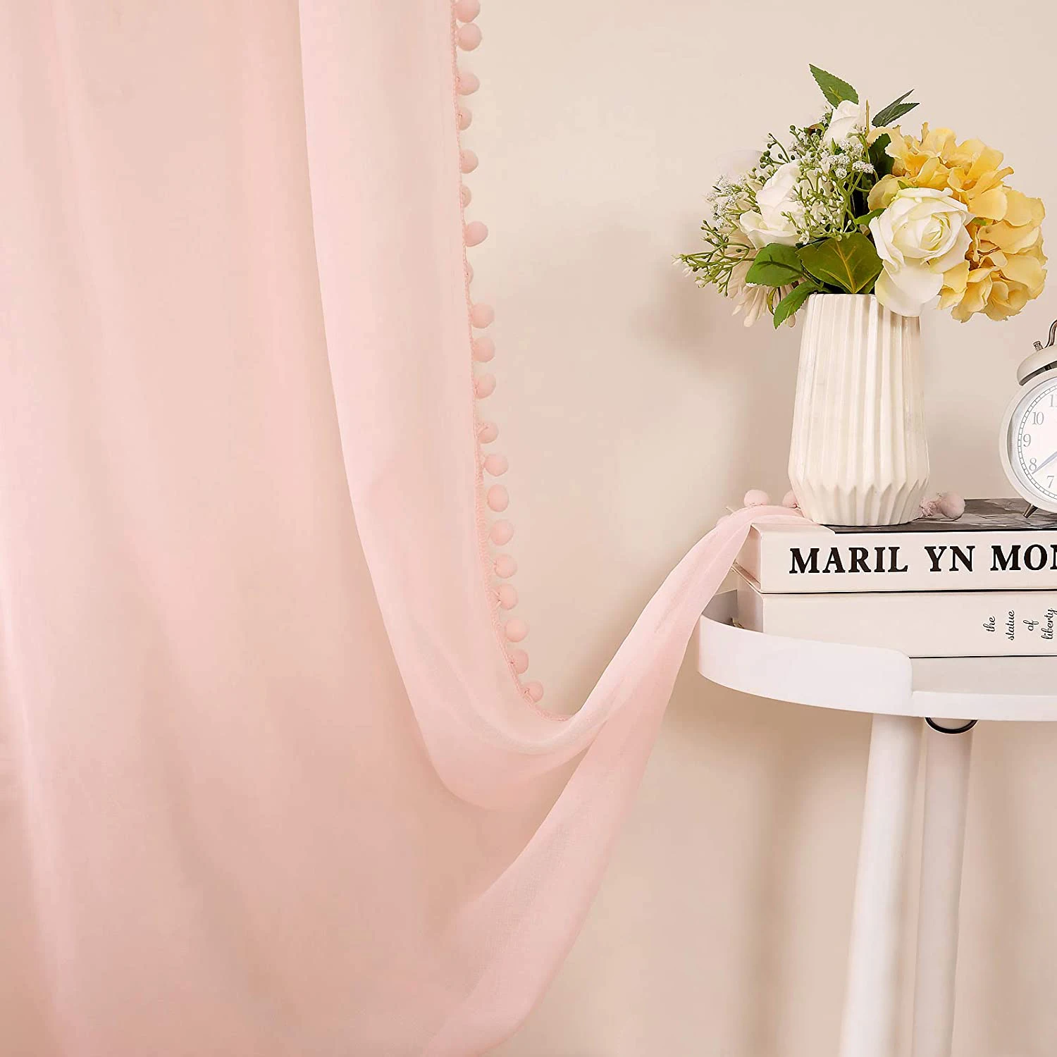 Современные занавески на окна из тюля с помпоном украшение для виллы светильник