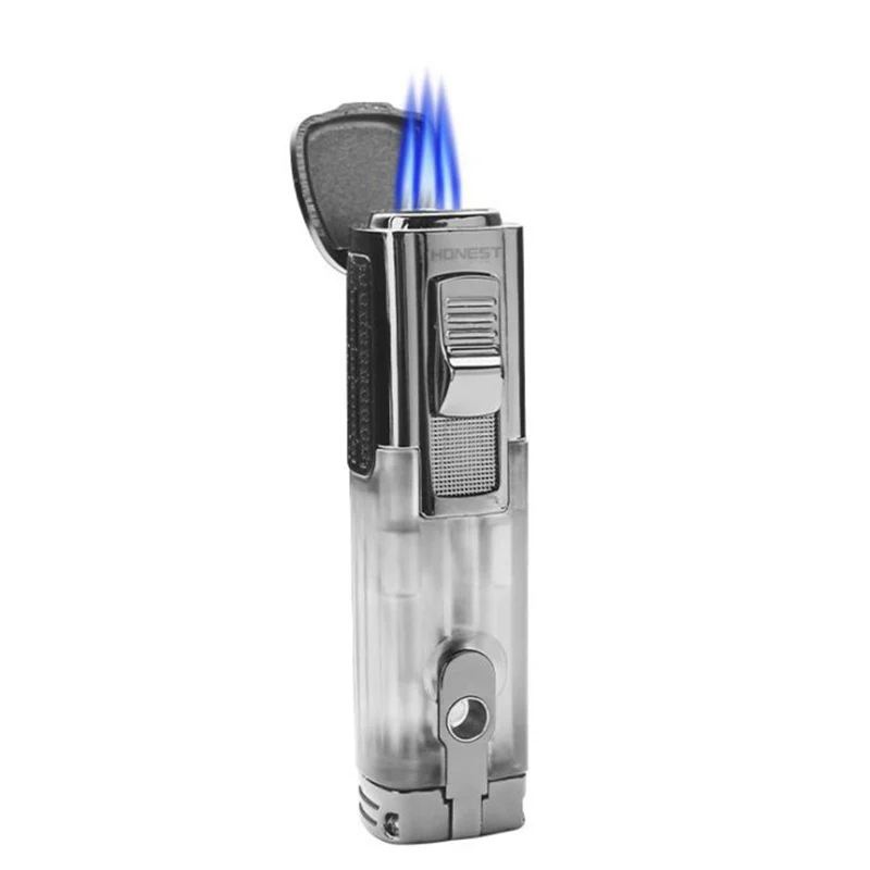 

High-end Cigarette Multi-function Lighter Portable Cigar Butane Lighter Windproof Metal Gas Lighters With Cigar CutterTool