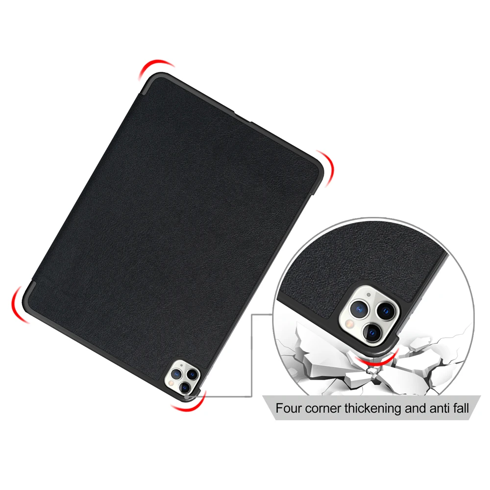 For iPad Pro 11 Inch 2020 Case With Pencil Holder Smart PU Leather Trifold Stand + PC Hard Back Cover | Компьютеры и офис