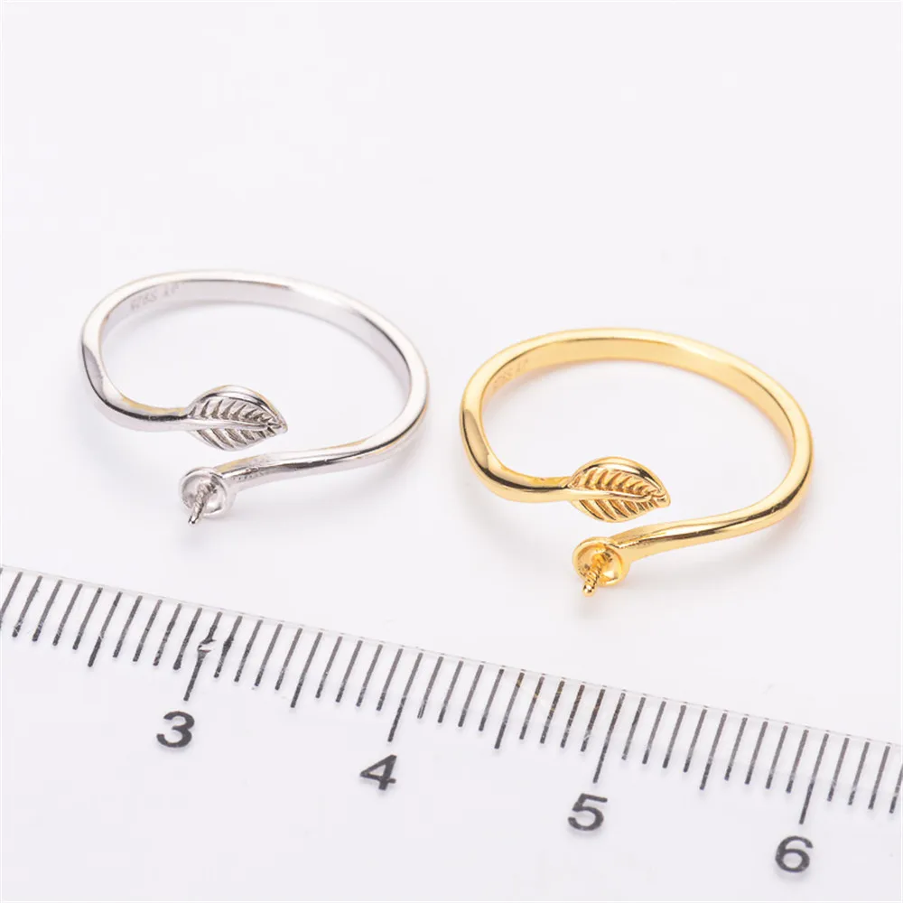 

Real Silver S925 Plated Ring Empty Care DIY Accessories Pearl Ring Adjustable Set Semi-finished Products Woman Ring Wholesale