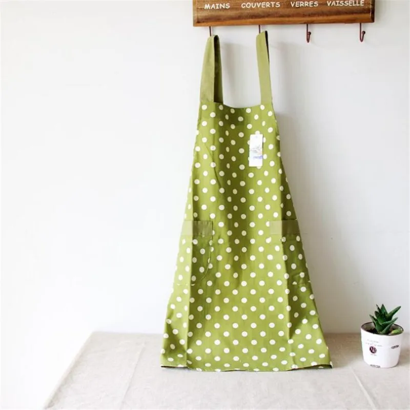 

New Cloth Cotton Striped Wave Point Waterproof Apron Adult Lady Men Cooking Kitchen Aprons For Women Baking Restaurant Bib