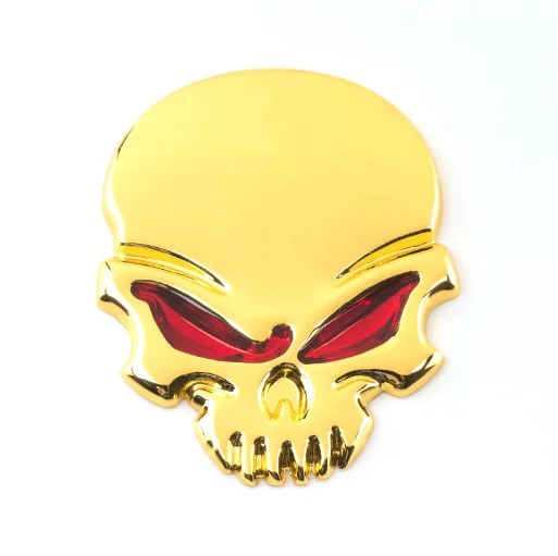 

Golden Auto Stickers Metal Skull Skeleton Badge Emblem Decals Motorcycle Modified Car Accessories
