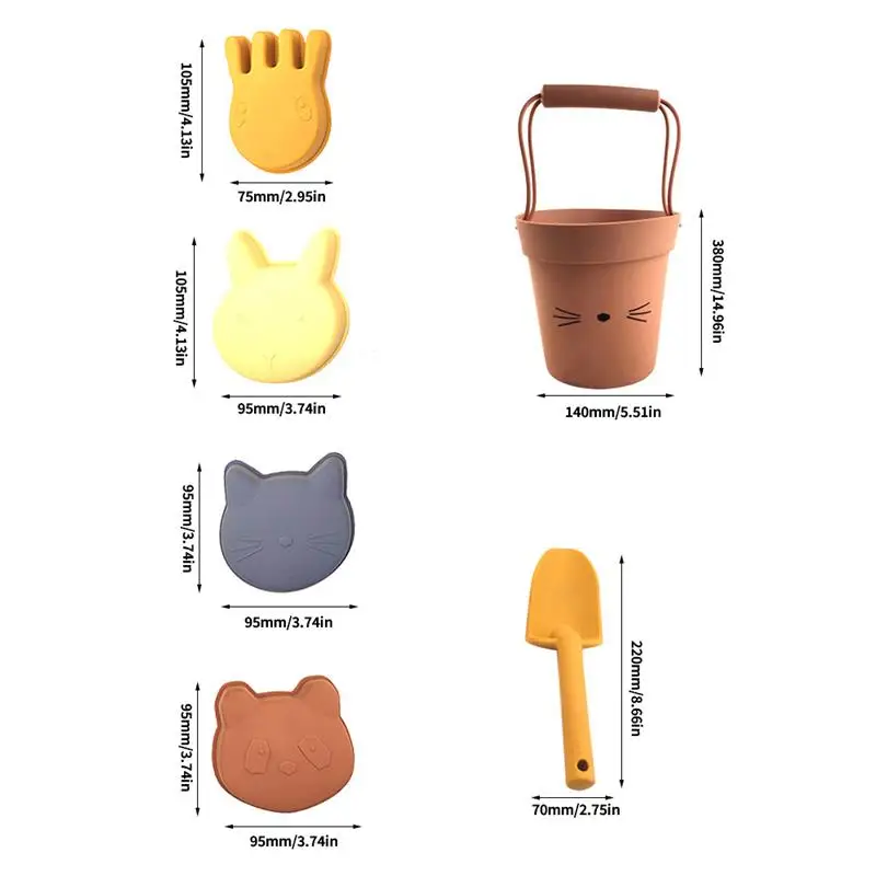 

Children Beach Baby Toys Kids Silicone Beach Bucket Toys Set With Sand Shovel Sandbox Outdoor Playing Summer Digging Sand Tool