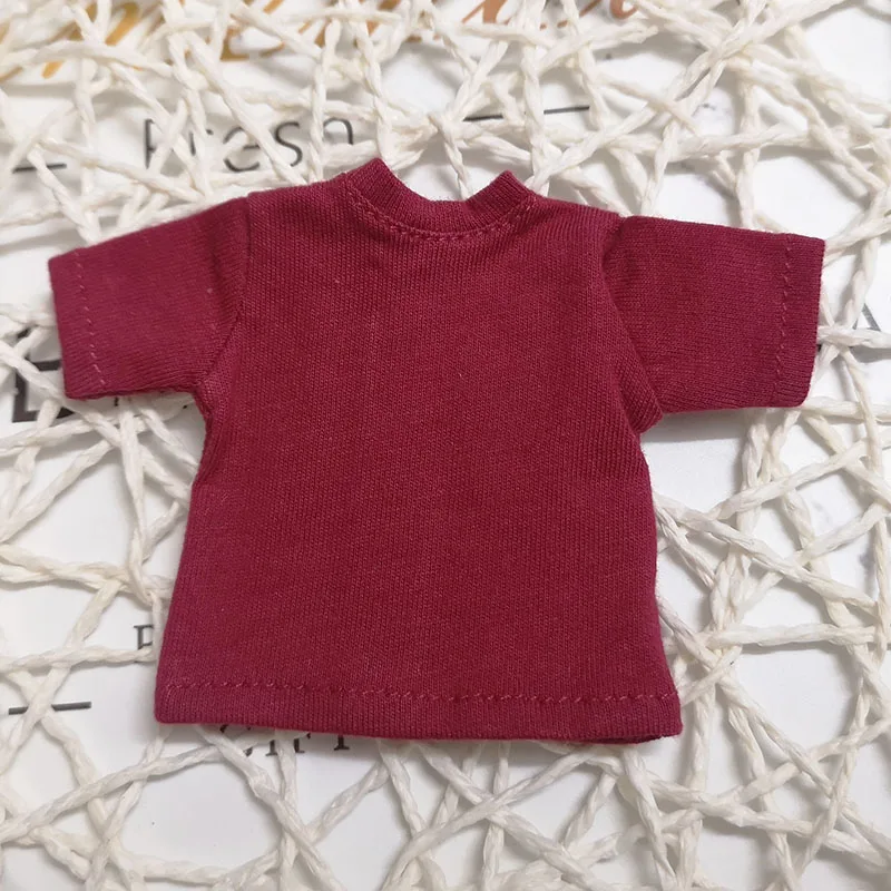 wine red Новая полосатая футболка Blyth, Одежда для куклы, футболка с коротким рукавом для кукольных аксессуаров(fit Licca, Pullip, Momoko, obistu, Blyth, 1/6 Doll - Цвет: wine red