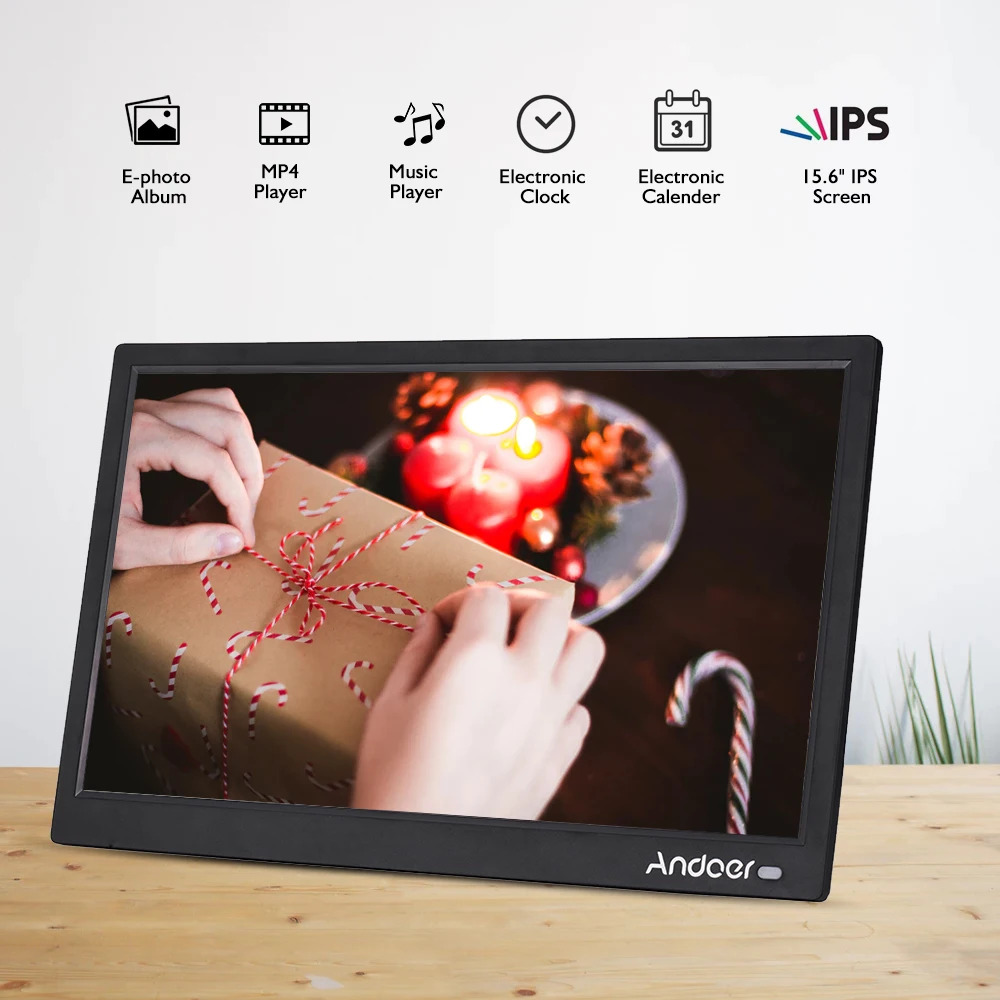 Andoer ips светодиодный цифровой фоторамка электронное изображение альбом рекламная машина прокрутка подзаголовок MP3 MP4 часы календарь функции