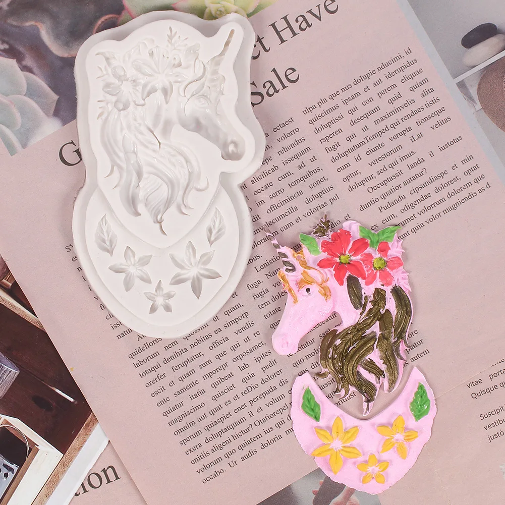 

Sugarcraft Unicorn Head Flowers Silicone Mold Fondant Pastry Moulds Baking Kitchen Accessories Cake Decorating Tools