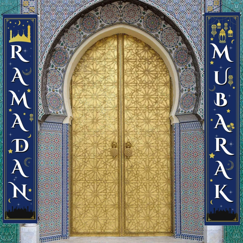 

Рамазан Мубарак двери крыльцо баннер с изображением куплета ИД Мубарак домашний декор двери занавес Рамадан мусульман вечерние подарки