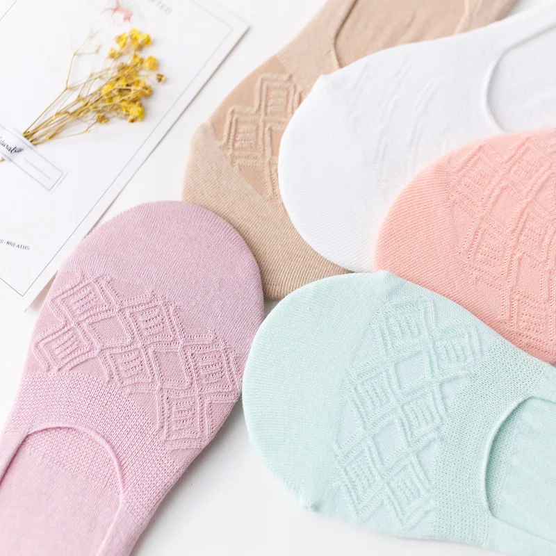2 пары женские лодочные носки весна-лето невидимые хлопковые однотонные с